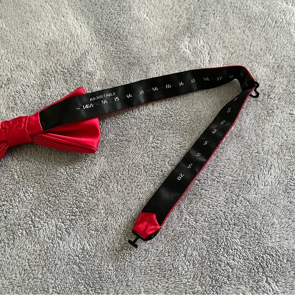 Red Satin Bow Tie Mens Adjustable Formal Bowtie Apt 9 Pre-tied